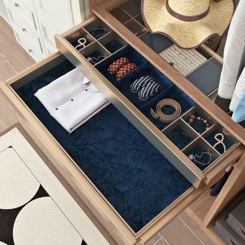 Wallercity Blue Self Adhesive Velvet Drawer Liner Textured Flocking Fabric - Image 3