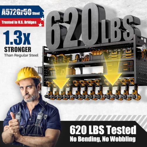 Large 49''Wide Power Tool Organizer Wall Mount, Charging Station - Image 3