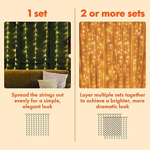 Twinkle Star 300 LED Curtain String Lights, Warm White - Image 4