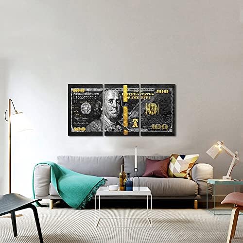Yatsen Bridge Money Wall Art Black and Gold Pictures Wall Decor 3 Panels 100 - Image 3