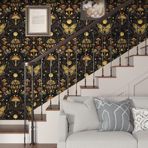 BOKEBEVE Vintage Butterfly Wallpaper Peel and Stick Black 17.5 x 393.5In - Image 2