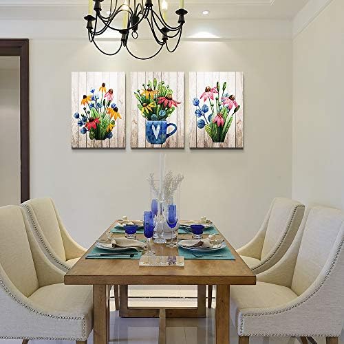 Lapremoly Vintage Wood Grain Flowers Wall Art - Image 5