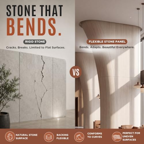 Roman Travertine Flexible Clay Stone 4'x8' Wall Panel, 64 Sqft - Image 5