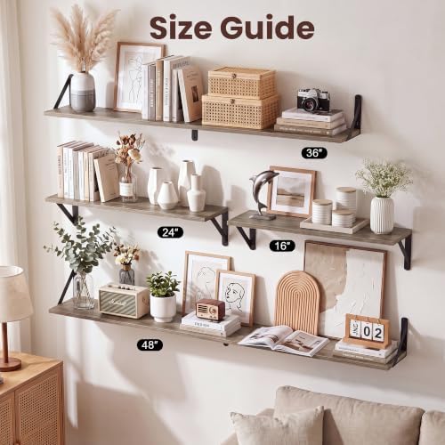 Grey Shelves for Wall 24x6 Inch - Image 6