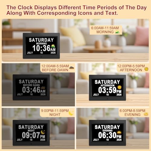 SSINI 12”Large Digital Clock for Seniors Dementia Clock - Image 6