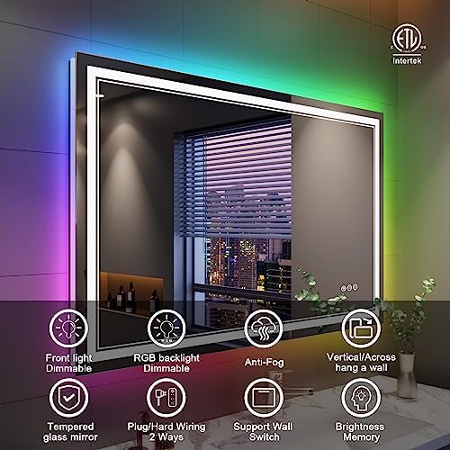 48x40 Inch RGB LED Bathroom Mirror - Image 2