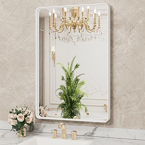LOAAO White Metal Framed Bathroom Mirror, 30x36 Inch - Image 4