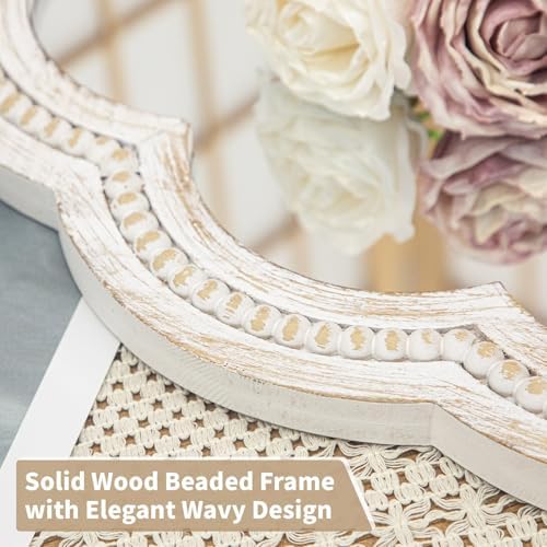 24 Inch Round Wall Mirror, Decorative Farmhouse Boho Mirror - Image 4