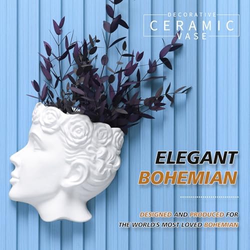 Side-Face Ceramic Planter – Glossy White, Wall-Hanging, - Image 7