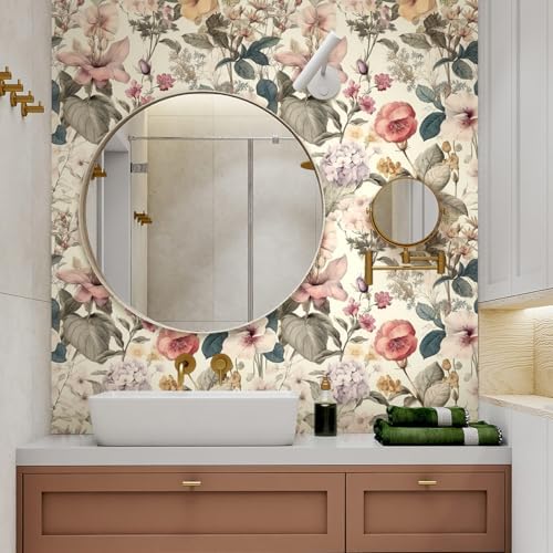 Jeweluck Vintage Floral Wallpaper Peel and Stick Wallpaper 16.9”x196.8” - Image 4