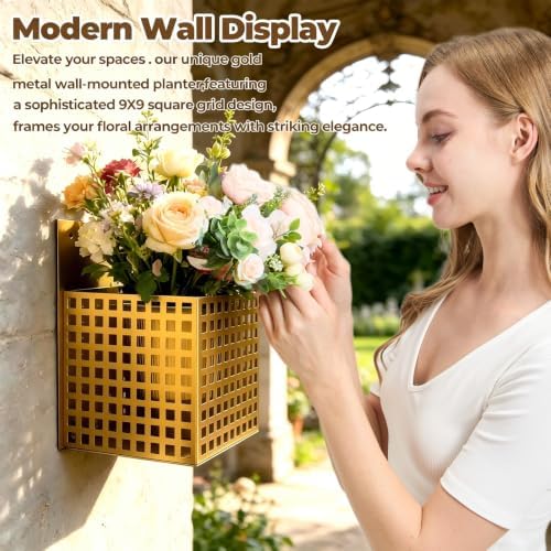 Self-Watering Wall Mount Planter – Gold Indoor Plant Holder Wall Hanging - Image 4