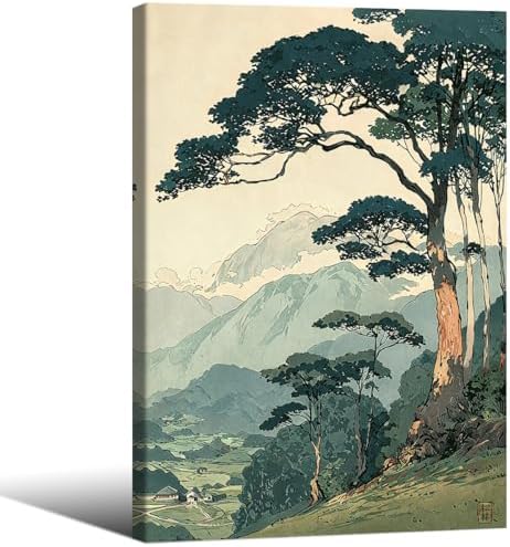 Nature Mountain Landscape Wall Art Vintage Japanese Forest Canvas Poster 16x24 by Unknown