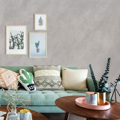 Grey-White Limewash Wallpaper Peel and Stick 16'' x 590'' Silver Cement - Image 5
