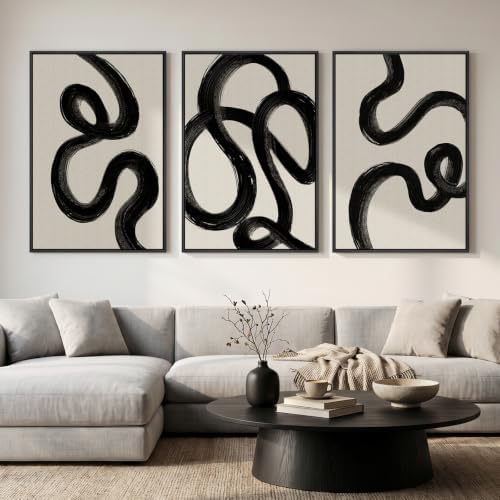 Large Framed Black and White Abstract Wall Art by Cuspin