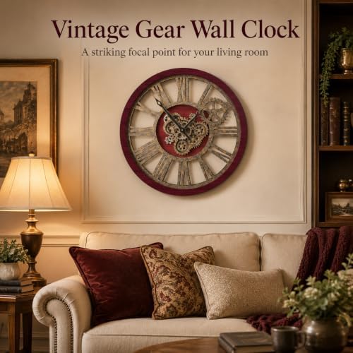 The B-Style Large Wall Clock, 30 inch, Cherry Red and Bronze - Image 2
