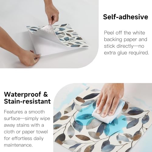 20pcs Marble Peel and Stick Shower Wall Panels 11.8"x11.8" - Image 5