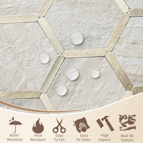 DICOFUN 10-Sheet Hexagon Peel and Stick Backsplash Tile - Image 3