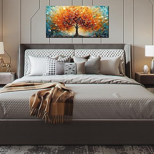 Zoyotago Large Canvas Wall Art Orange Yellow Tree Picture Modern Canvas Prints - Image 3