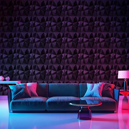 AMIGO 33 Piece 3D Wall Panels Diamond Pattern, High-Strength PVC, Recyclable - Image 3