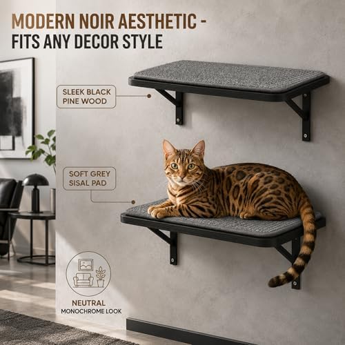 Cat Wall Shelves Set of 2, Wall-Mounted Space-Saving Climbing Bed, Lounging - Image 5