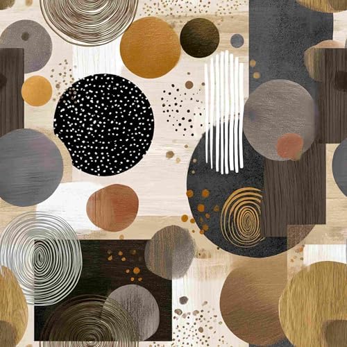 Modern Abstract Peel and Stick Wallpaper, Mid Century Geometric Wallpaper by Unknown