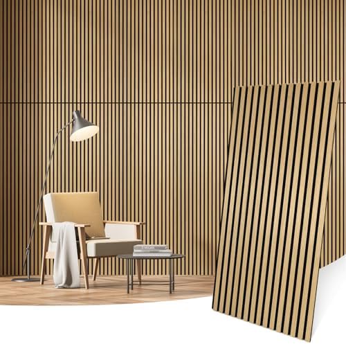 Wood Panels for Wall Acoustic Slat Wall Panels 2-Piece 47.2"×23.6" 3D Fluted by Laceskyso