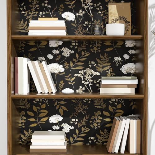 Laatse Vintage Dark Floral Leaf Peel and Stick Wallpaper 17.5"x197" - Image 2