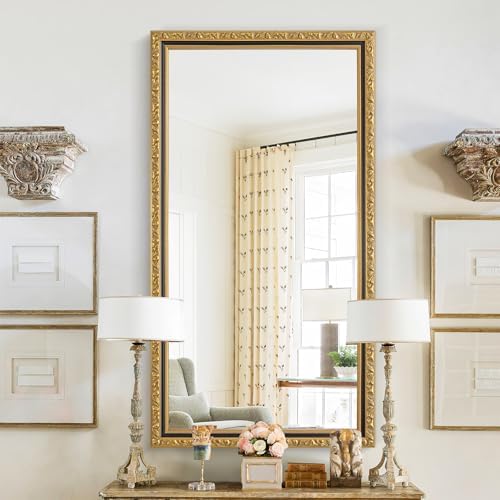 Vintage Gold Wall Mirror 52 x 28 Inch Antique Gold Baroque Mirror - Image 5