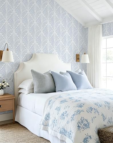 Safiyya Peel and Stick Wallpaper Boho Contact Paper 17.3"x393" Blue Geometric - Image 2