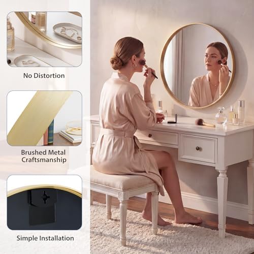 DUMOS Round Wall Mirror 20 Inch, Bathroom Wall Circle Mirror - Image 4