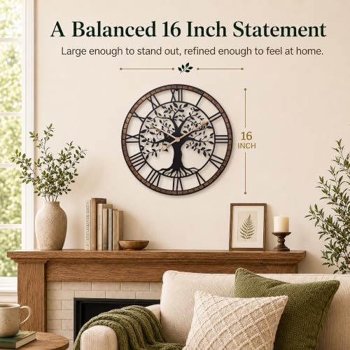 16 Inch Roman Numerals Tree Wall Clock - Image 4