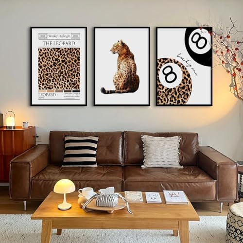 Lhoiplme Trendy Leopard Wall Art Cheetah Print Canvas Wall Decor 8 Ball Poster - Image 3
