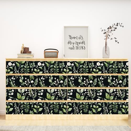 Danodoi Black Green Vintage Leaf Peel and Stick Wallpaper 17.5" x 118" - Image 3