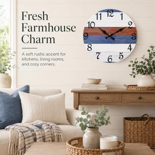 CHYLIN Wall Clock Silent Non-Ticking Battery Operated Pink Gray Striped - Image 3