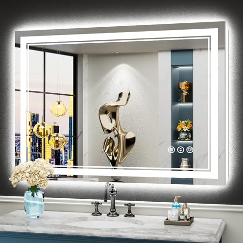 44x32 LED Bathroom Mirror, Backlit & Front Lit Lighted Mirror by Awandee