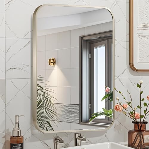 16x24 Inch Brushed Nickel Bathroom Mirror, Framed Rectangle Mirror - Image 2