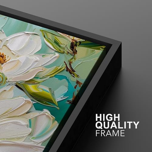 MUDECOR Framed Canvas Print Wall Art Abstract Magnolia Flower Teal Green - Image 6