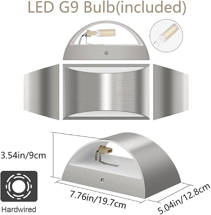 Aipsun 4 Pack Nickel Modern LED Wall Sconce Hardwired Indoor Wall Lights Up and - Image 7