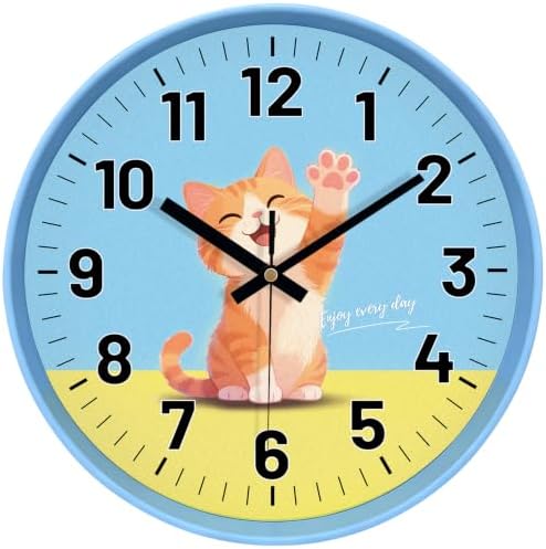 12" Cat Analog Wall Clock, Silent Clock by MABPEDO