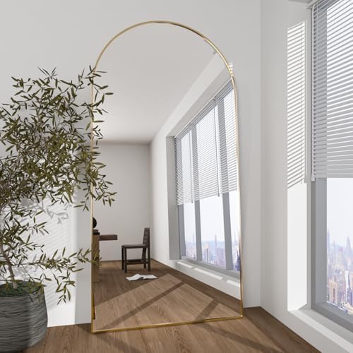 Arched Floor Mirror 76"x34" Gold Arch Full Length Mirror - Image 3