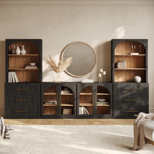 BELLEZE Jagger 130" Wall Unit 6-Piece Modular TV Stand - Image 4