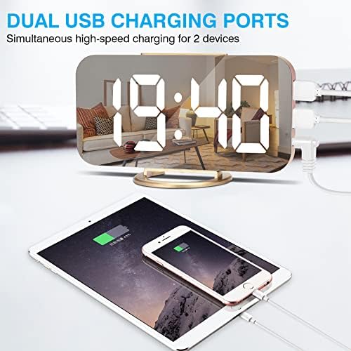 Sukeen Digital Alarm Clock, Modern Mirror Desk Wall Clock - Image 5