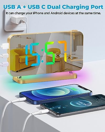 SZELAM Projection Alarm Clock, 7.4 in Digital Mirror Clocks, - Image 6