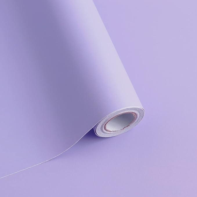 197"x17.7" Purple Peel and Stick Wallpaper Solid Color Wall Paper Contact Paper by SAFIYYA