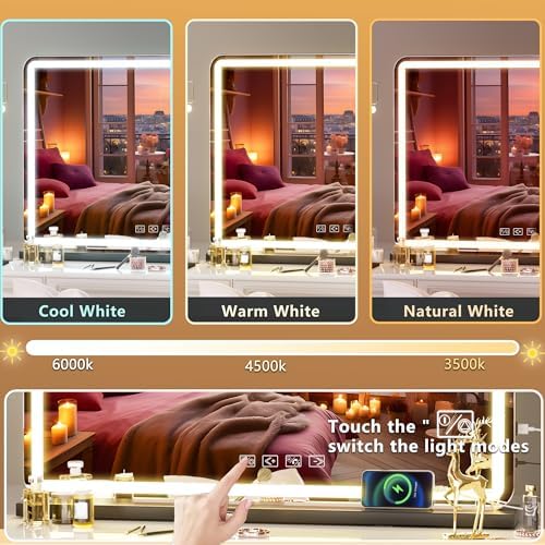 Hasipu Vanity Mirror with Lights and Bluetooth Speaker, Lighted Makeup Mirror - Image 4