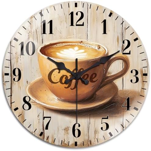 peacoblue Vintage Coffee Wall Clocks Battery Operated by PEACOBLUE