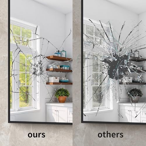 YIROMAN Bathroom Mirror 30"x36", Matte Black Bathroom Mirror - Image 6