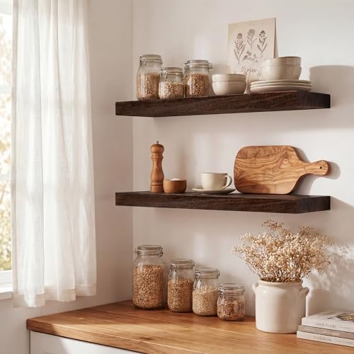 Marsmiles 20in Solid Wood Floating Shelves - Image 2