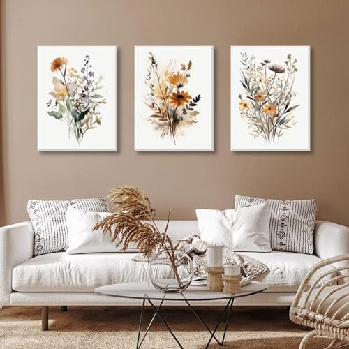Bwodke Watercolor Floral Canvas Wall Art Set of 3, 16x24 inch - Image 7