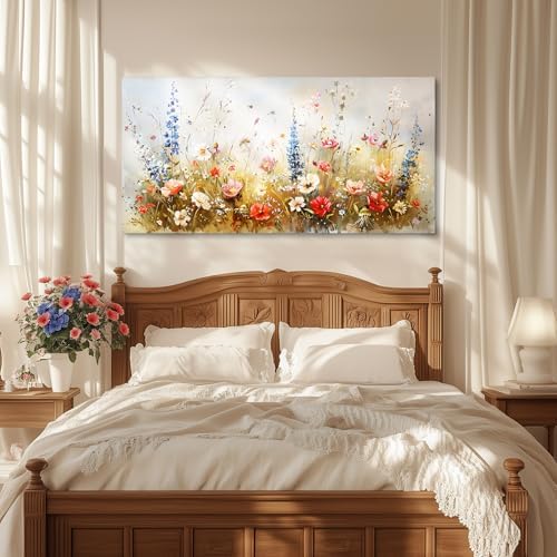 SERIMINO Large Floral Wall Decor, Flower Market Canvas Prints 29"X57" - Image 4